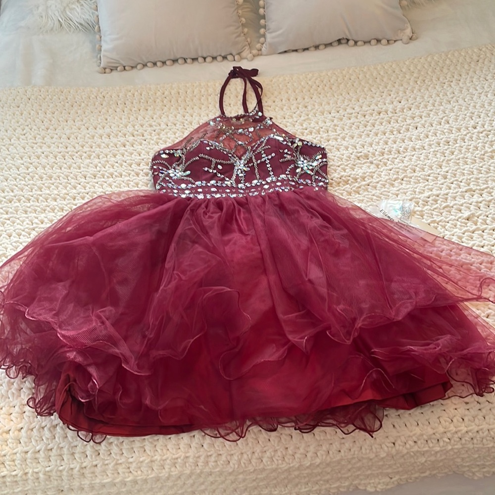 Ellames sequenced mini tulle halter dress